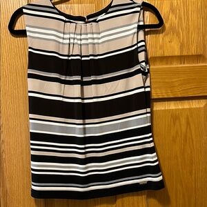 Calvin Klein Black and Cream Striped Top